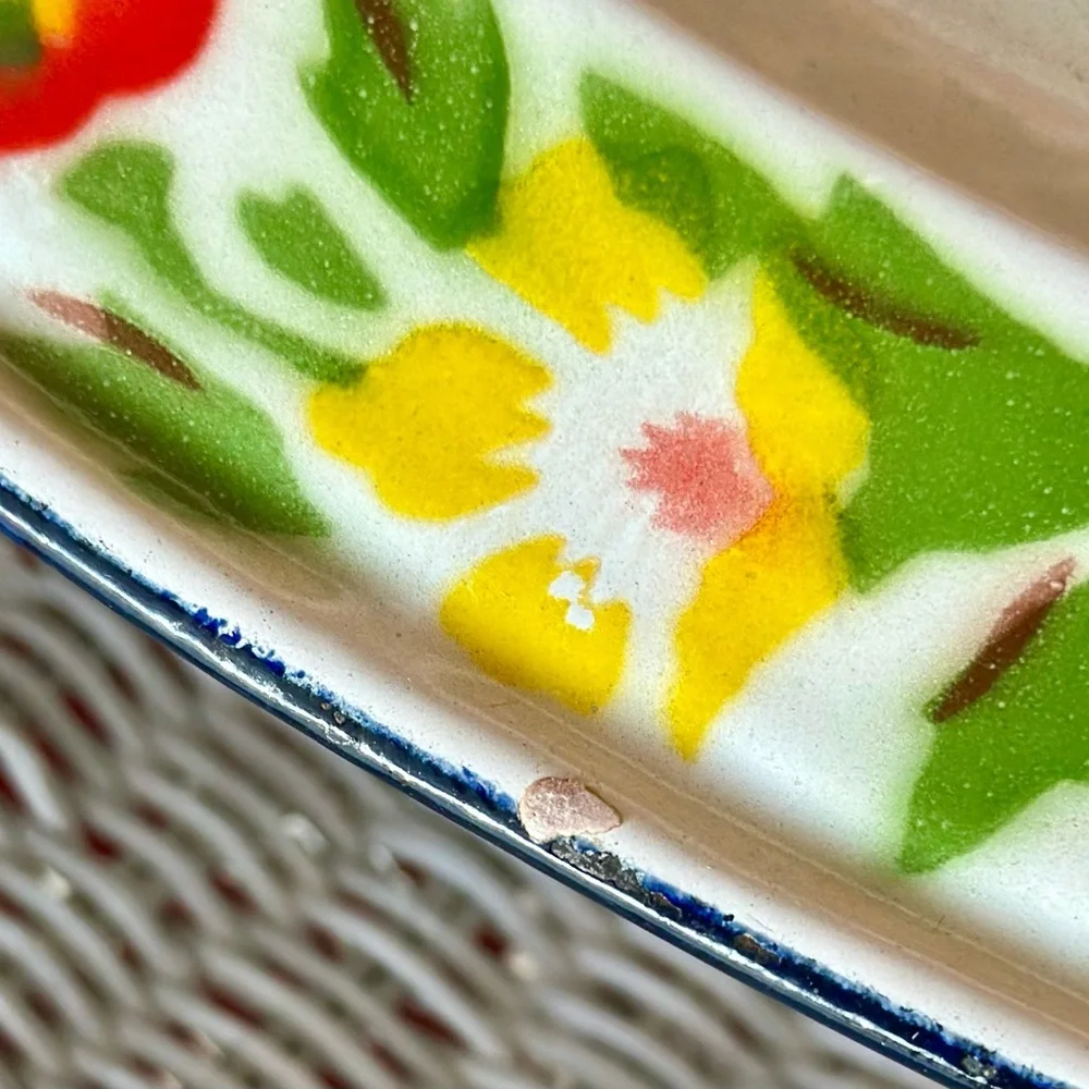 Retro Enameled Metal Colorful Turkey Design Platter for Summer or Holiday
